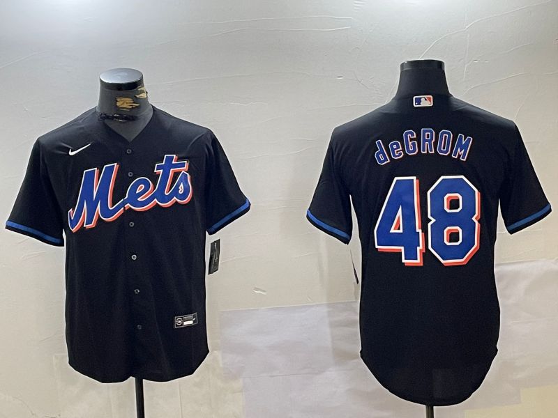 Men New York Mets #48 Degrom Black Game 2024 Nike MLB Jersey style 3